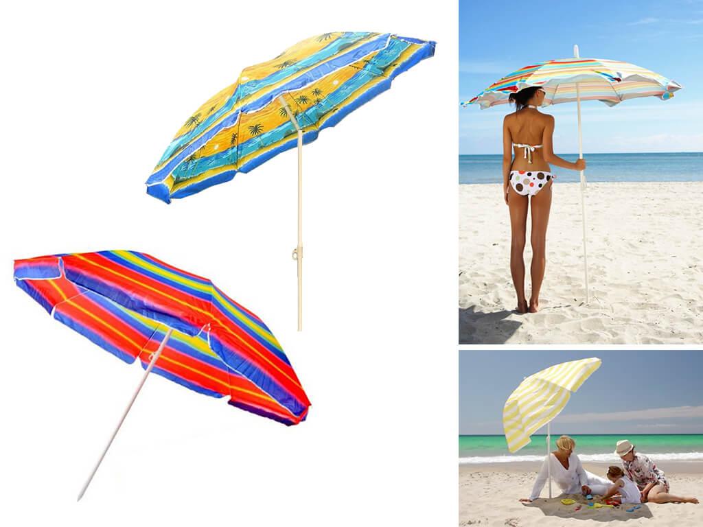 Пляжный зонт призван обеспечить тень, поэтому отличается большим куполом - не менее 180 см