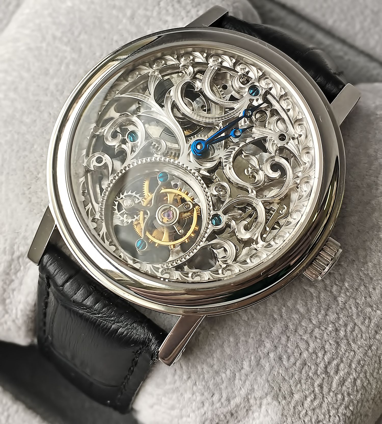 Точная копия часов Breguet Classique Skeleton Tourbillon Steel Watch